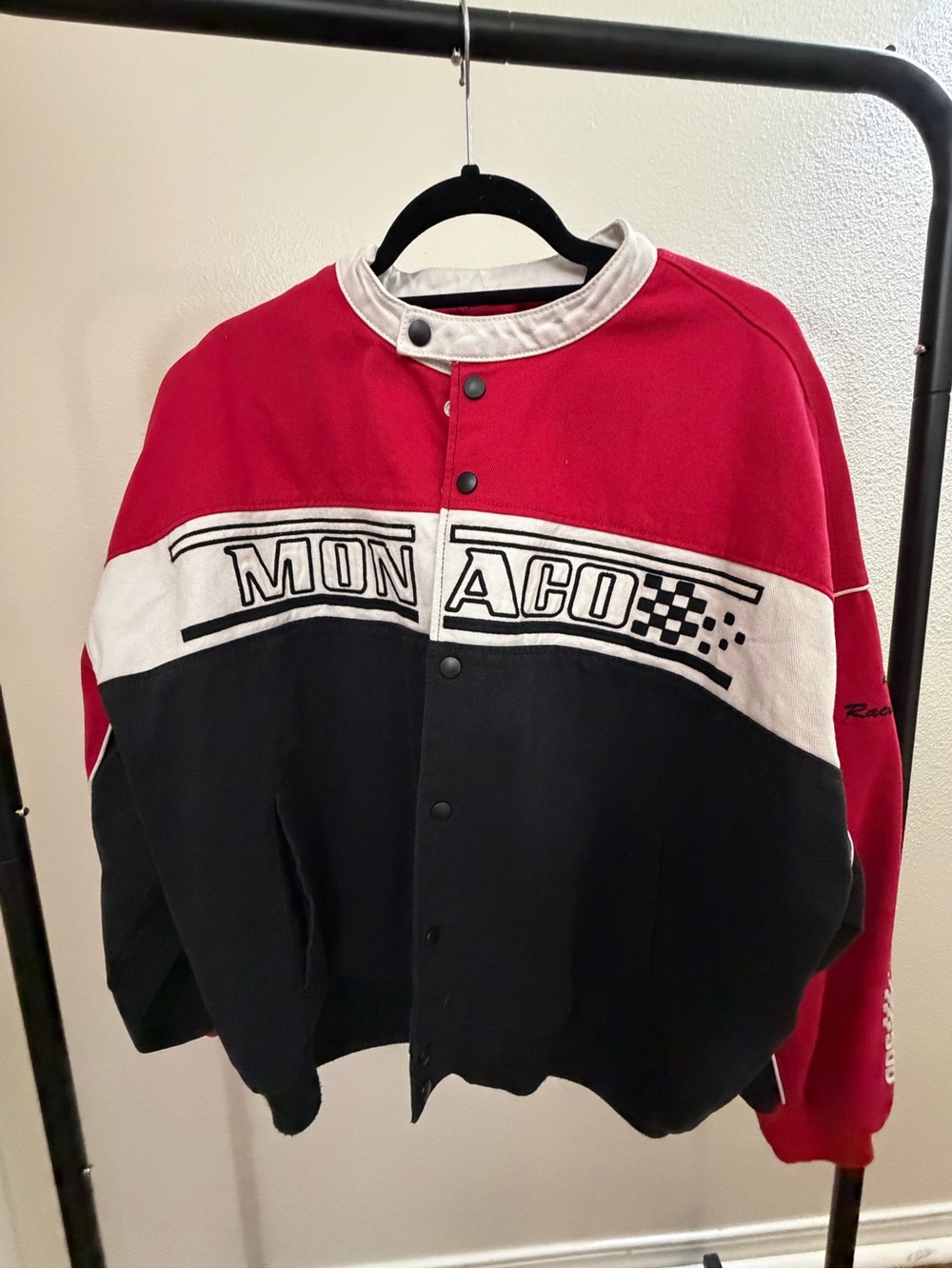 Cotton On Red Black White Colorblock Racing Bomber Jacket